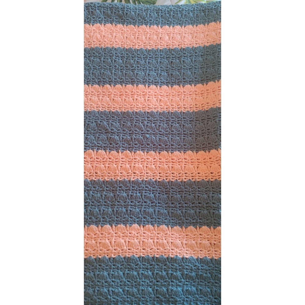 Vintage Afghan Crochet Throw Blanket 37X57 Stripe Cottagecore Grandmacore 80s - Picture 7 of 7